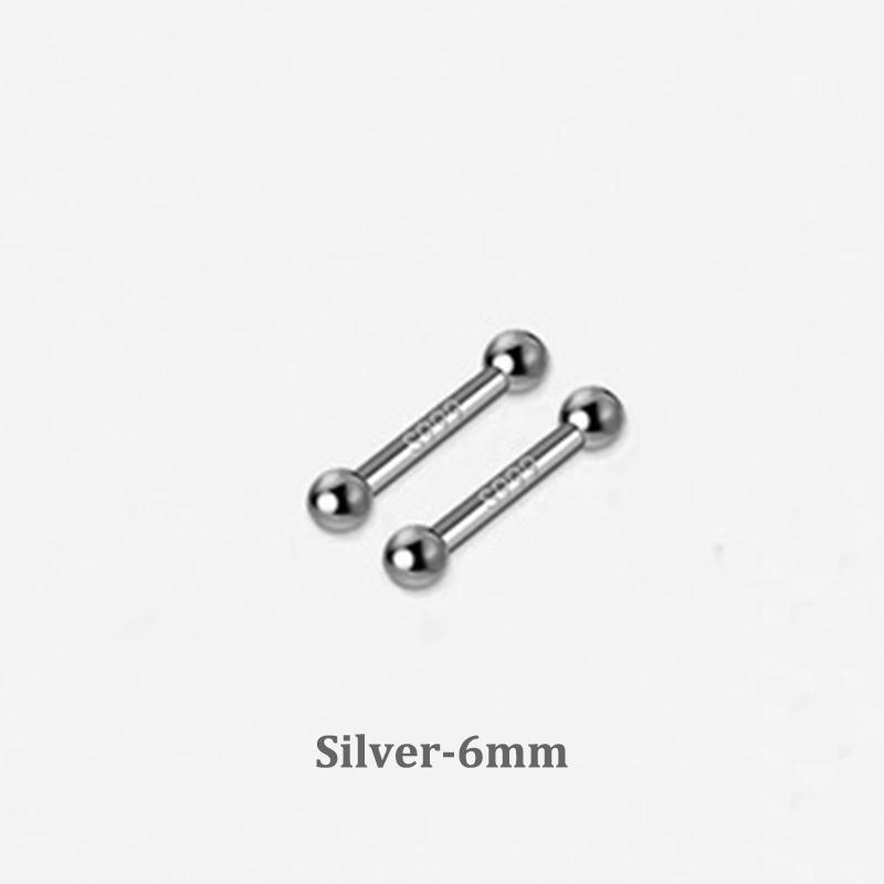 2 Stück minimalistische kleine Perlen-Ohrstecker für Frauen und Mädchen, Ohrknochen-Schraubohrringe, hypoallergener Schmuck 6mm silber von Joom DACH