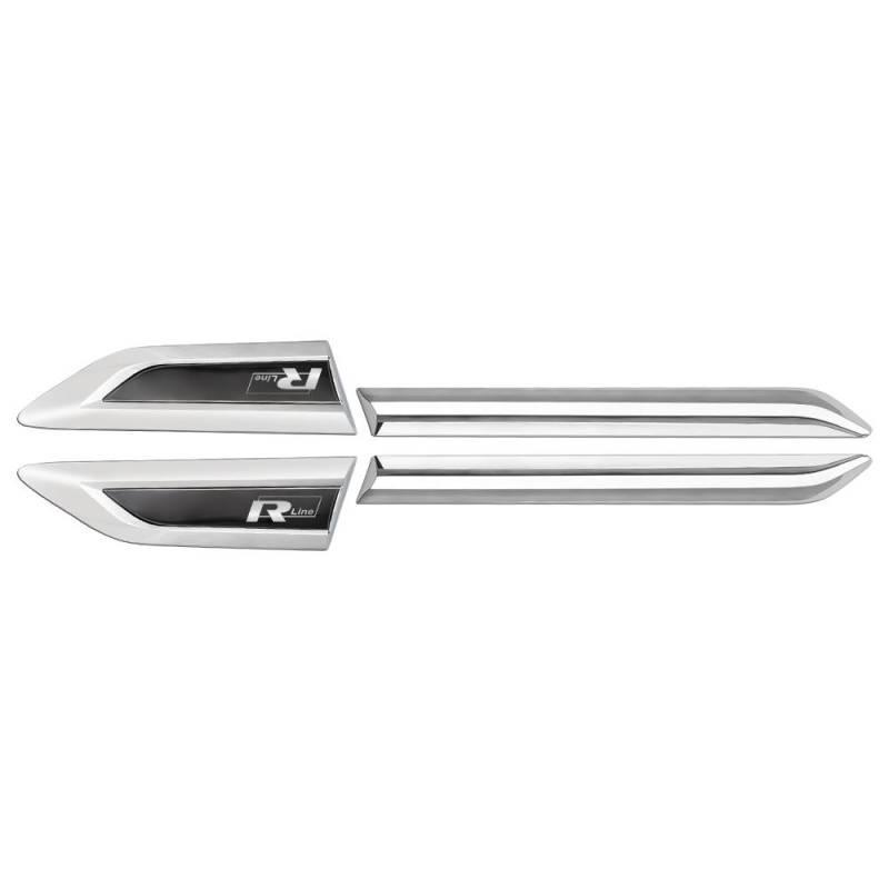 2 Stücke Auto Logo Körper Kotflügel Seitentür Klinge Auto Emblem Abzeichen Aufkleber Dekoration Für Rleitung Käfer Touareg Tiguan Touran CC Golf Rline silber von Joom DACH