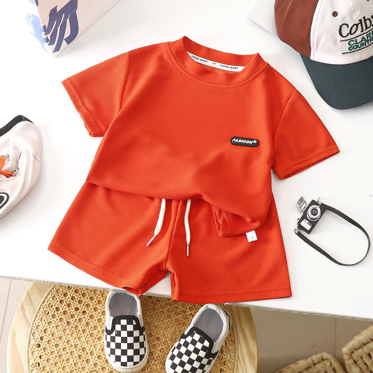 2 Stücke Casual Kinder Kurzarm Shorts Sets Sommer Kinder Kleidung Junge Mädchen Baby T Hose Outfits Soild Farbe Trainingsanzüge 1-8 jahre 100cm rot von Joom DACH