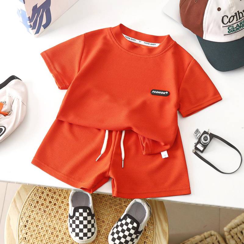 2 Stücke Casual Kinder Kurzarm Shorts Sets Sommer Kinder Kleidung Junge Mädchen Baby T Hose Outfits Soild Farbe Trainingsanzüge 1-8 jahre 100cm rot von Joom DACH