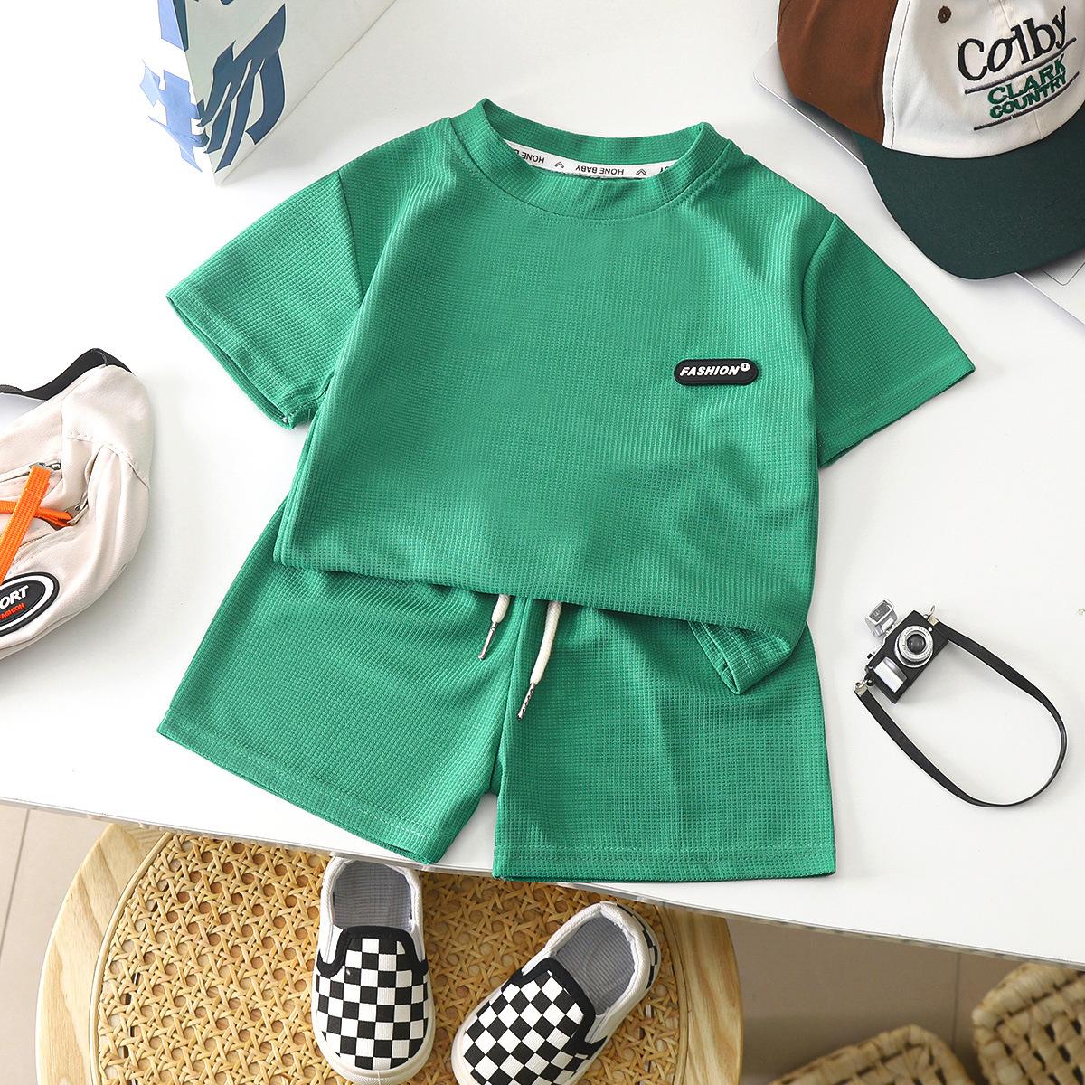 2 Stücke Casual Kinder Kurzarm Shorts Sets Sommer Kinder Kleidung Junge Mädchen Baby T Hose Outfits Soild Farbe Trainingsanzüge 1-8 jahre 100cm von Joom DACH