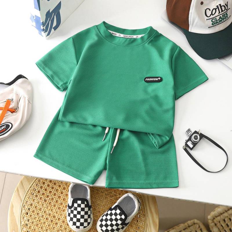 2 Stücke Casual Kinder Kurzarm Shorts Sets Sommer Kinder Kleidung Junge Mädchen Baby T Hose Outfits Soild Farbe Trainingsanzüge 1-8 jahre 100cm von Joom DACH