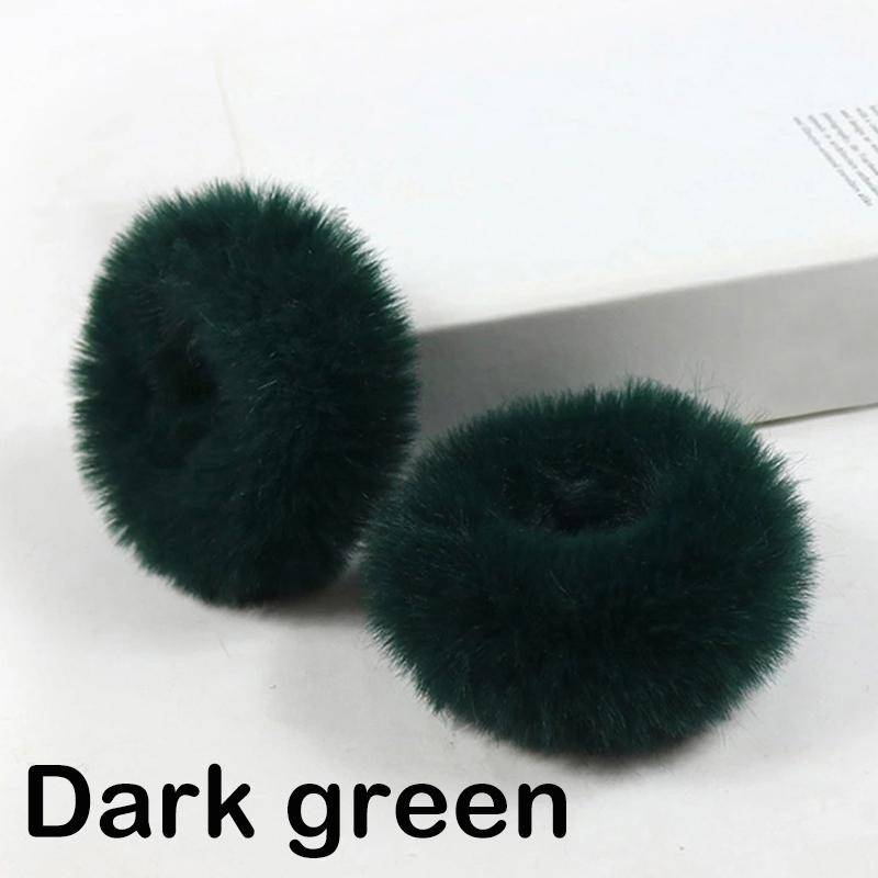 2 Stücke Kind Mädchen Flauschige Pelzige Haargummis Weiche Elastische Haarbänder Ring Pferdeschwanzhalter Hairwear Haardekoration Zubehör dunkelgrüne von Joom DACH