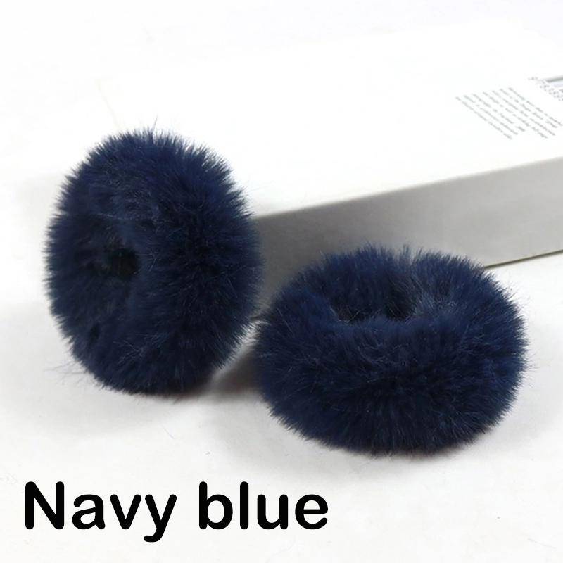 2 Stücke Kind Mädchen Flauschige Pelzige Haargummis Weiche Elastische Haarbänder Ring Pferdeschwanzhalter Hairwear Haardekoration Zubehör navy blau von Joom DACH