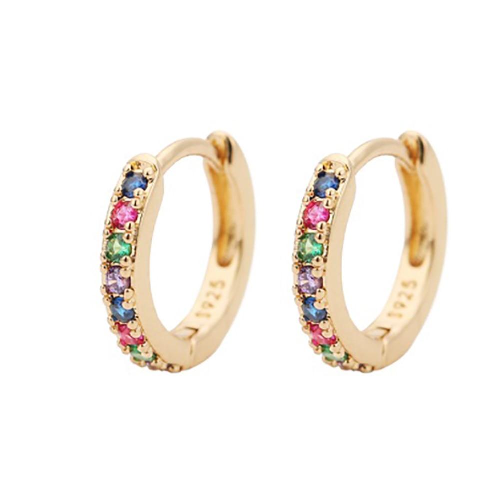 2 Stücke Regenbogen Kleine Huggies Creolen Mädchen Winzige Ringe Knorpel Kleine Helix Piercing Conch Ohrläppchen Tragus Kreis Männer Creolen 12mm bunt/gold von Joom DACH
