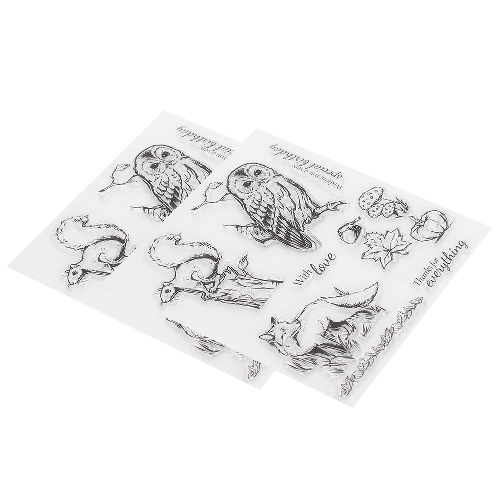2 Stücke Transparent Stempel Gummi Stempel DIY Journal Eule Eichhörnchen Fuchs Muster Siegel T1672 von Joom DACH