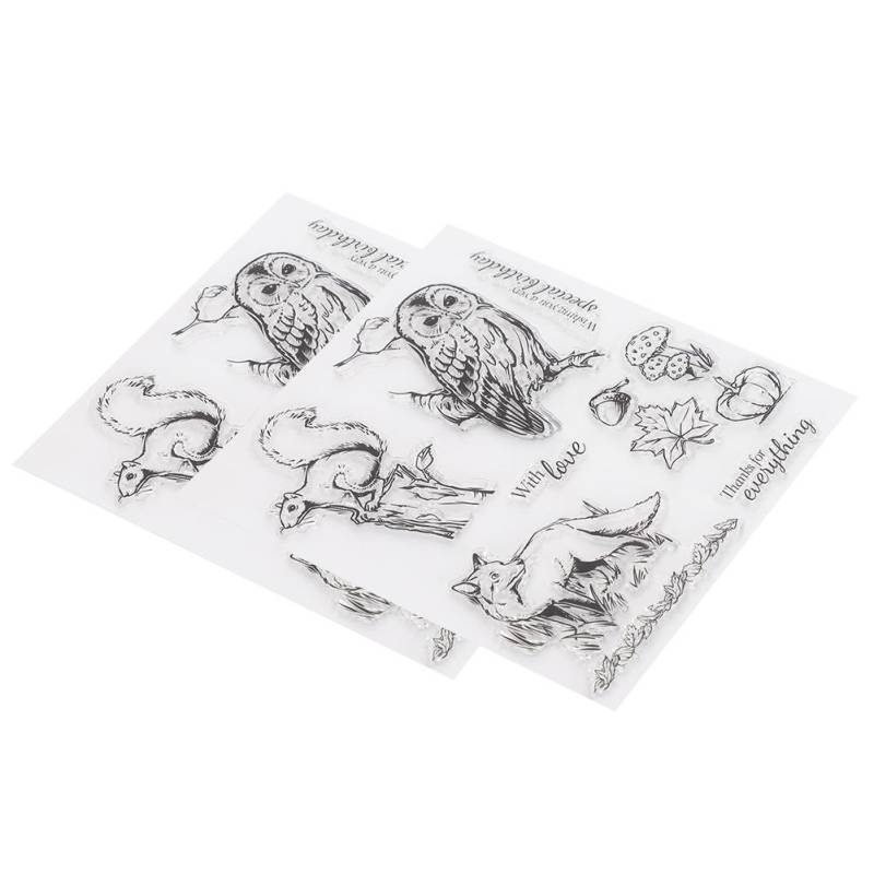 2 Stücke Transparent Stempel Gummi Stempel DIY Journal Eule Eichhörnchen Fuchs Muster Siegel T1672 von Joom DACH