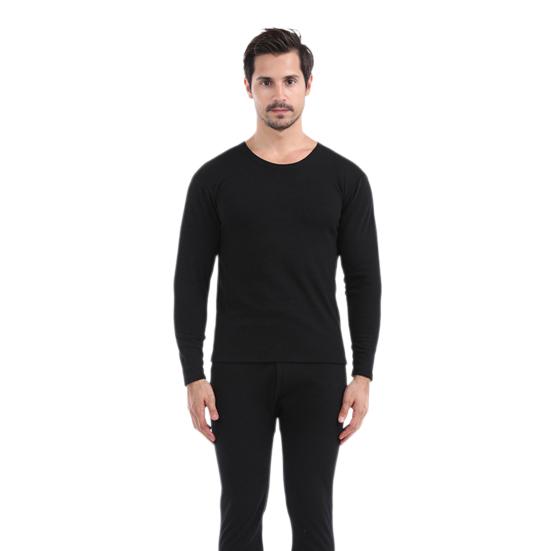 2 Teile/Satz Winter Herren Thermounterwäsche Set Rundhals Langarm Warm Dick Hohe Elastizität Slim Fit Offener Schritt Herren Pyjama Set Sport Oberteil Hosen Set XL schwarz von Joom DACH