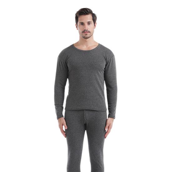 2 Teile/Satz Winter Herren Thermounterwäsche Set Rundhals Langarm Warm Dick Hohe Elastizität Slim Fit Offener Schritt Herren Pyjama Set Sport Oberteil Hosen Set XXXL dunkelgraue von Joom DACH