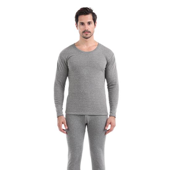 2 Teile/Satz Winter Herren Thermounterwäsche Set Rundhals Langarm Warm Dick Hohe Elastizität Slim Fit Offener Schritt Herren Pyjama Set Sport Oberteil Hosen Set XXXL licht grau von Joom DACH