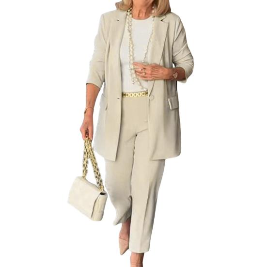 2 Teile/satz Ärmeln Soid Set Einzigen Mantel Hosen Knopf Revers Lange Frauen Anzug Farbe Hohe XXXL beige 2 Teile/satz Ärmeln Soid Set Einzigen Mantel Hosen Knopf Revers Lange Frauen Anzug Farbe Hohe XXXL beige von Joom DACH