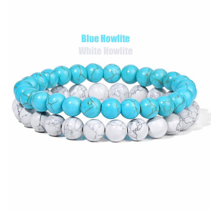 2 Teile/satz Armbänder Für Frauen Naturstein Armband Set Achate 8mm Perlen Armreif Türkis Kristall Armband Männer Schmuck Healing von Joom DACH