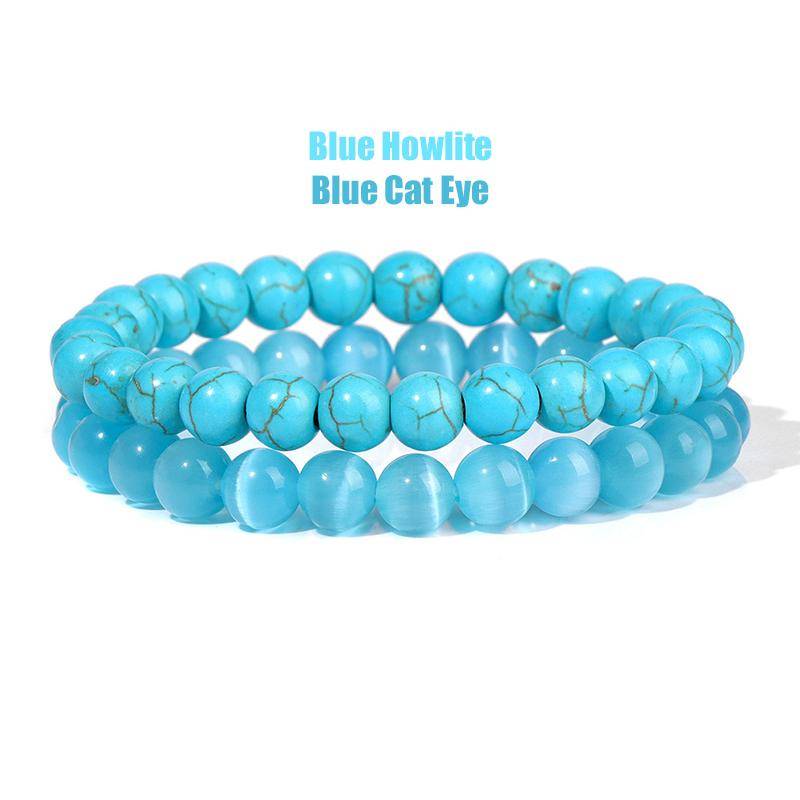 2 Teile/satz Armbänder Für Frauen Naturstein Armband Set Achate 8mm Perlen Armreif Türkis Kristall Armband Männer Schmuck Healing von Joom DACH