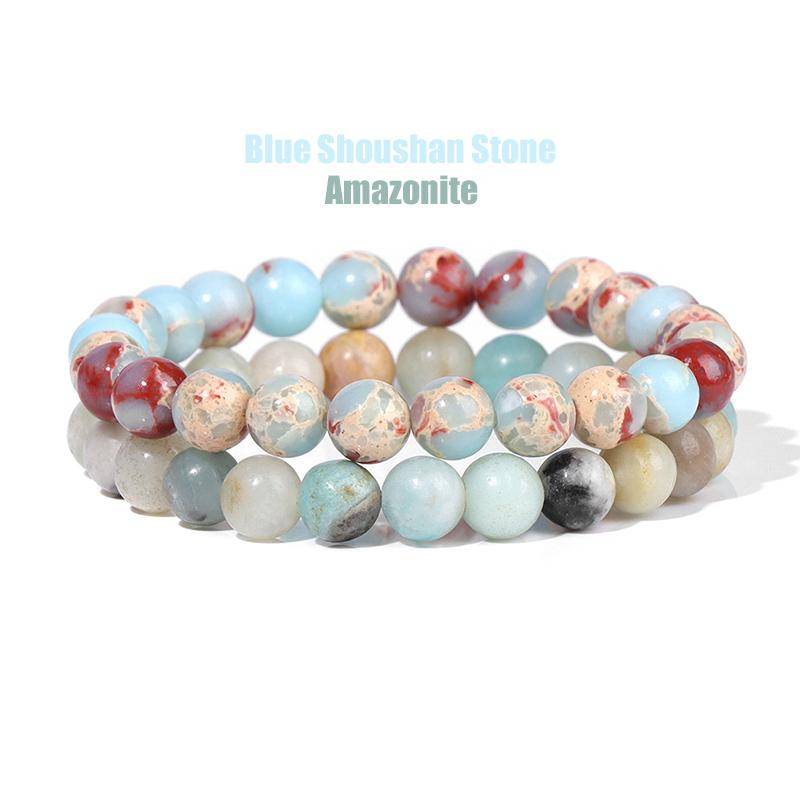 2 Teile/satz Armbänder Für Frauen Naturstein Armband Set Achate 8mm Perlen Armreif Türkis Kristall Armband Männer Schmuck Healing von Joom DACH