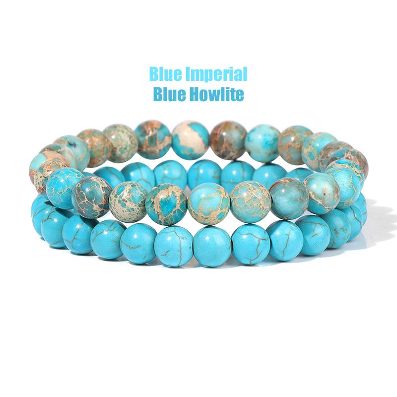 2 Teile/satz Armbänder Für Frauen Naturstein Armband Set Achate 8mm Perlen Armreif Türkis Kristall Armband Männer Schmuck Healing von Joom DACH