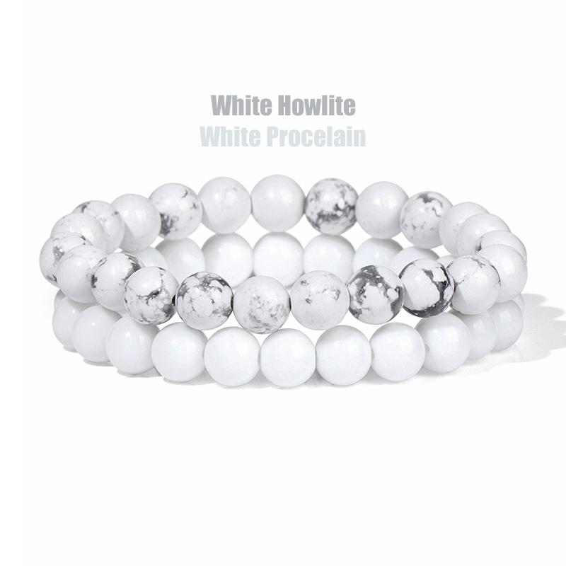 2 Teile/satz Armbänder Für Frauen Naturstein Armband Set Achate 8mm Perlen Armreif Türkis Kristall Armband Männer Schmuck Healing von Joom DACH