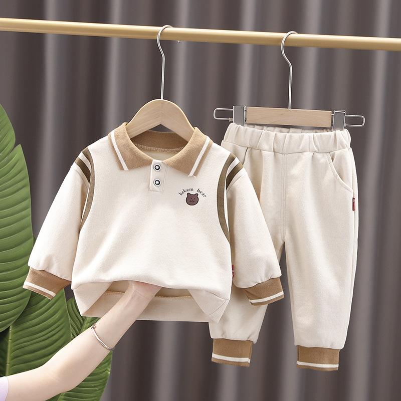 2 Teile/satz Baby Mädchen Jungen Kleidung Kinder Outfits Kinder Jungen T-Shirt Tops + Hosen Kleinkind Sport Kostüm Infant Trainingsanzüge Frühling Herbst 110 beige von Joom DACH
