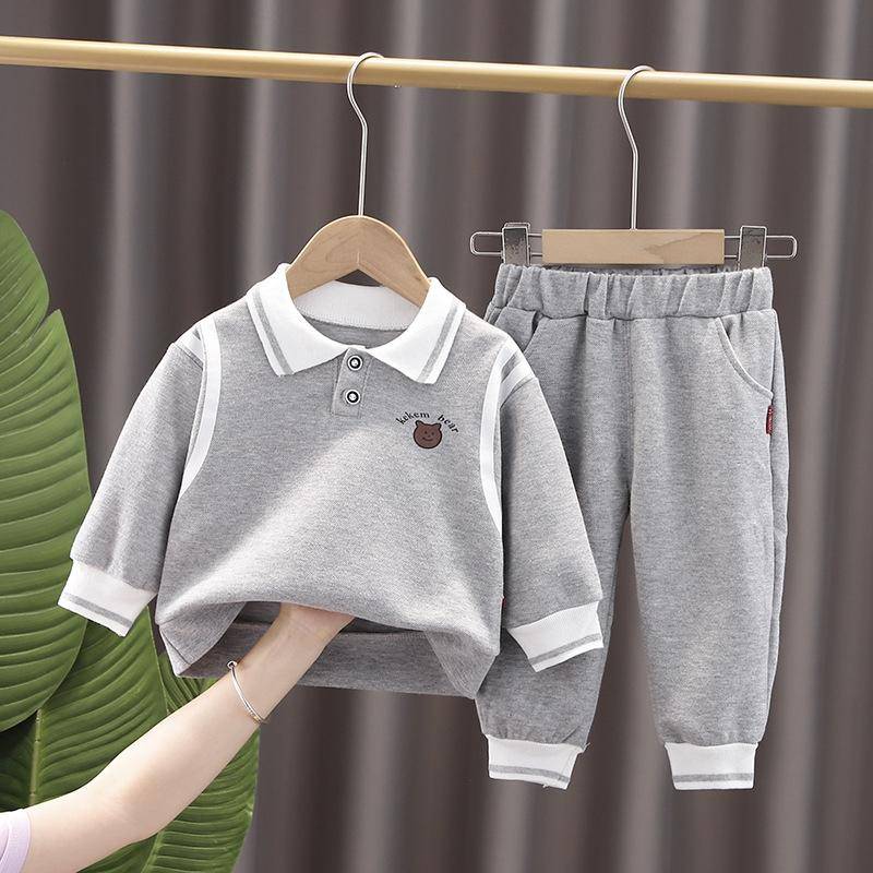2 Teile/satz Baby Mädchen Jungen Kleidung Kinder Outfits Kinder Jungen T-Shirt Tops + Hosen Kleinkind Sport Kostüm Infant Trainingsanzüge Frühling Herbst 80 grau von Joom DACH