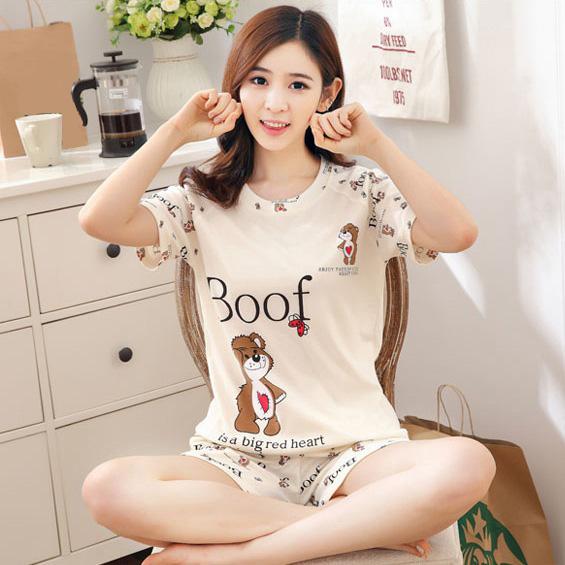 2 Teile/satz Cartoon Tier Frauen Nachtwäsche Kurzarm Top Shorts Pyjamas Set XXL von Joom DACH