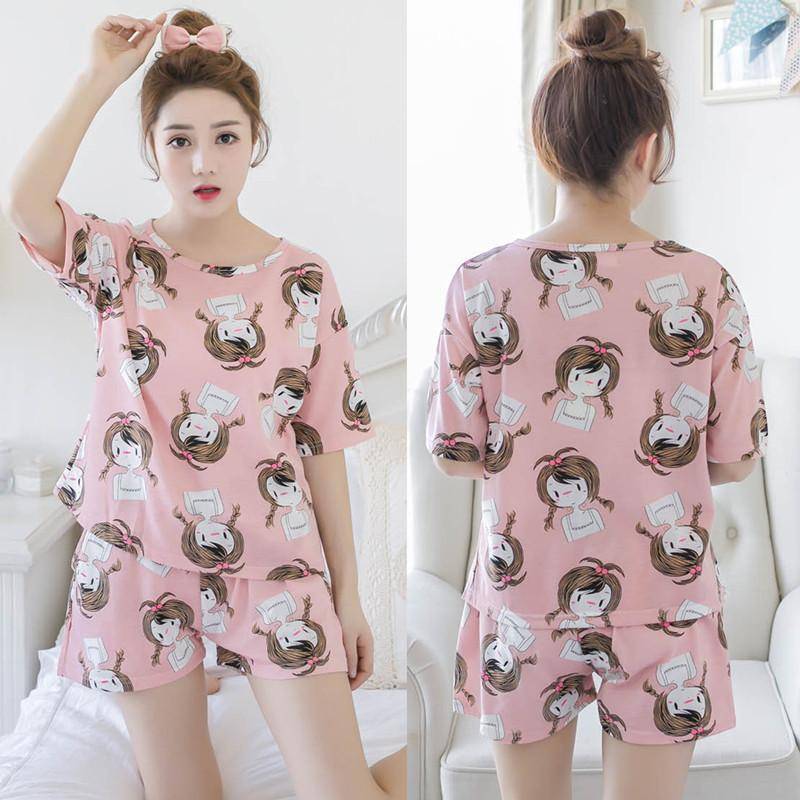 2 Teile/satz Cartoon Tier Frauen Nachtwäsche Kurzarm Top Shorts Pyjamas Set XXL von Joom DACH