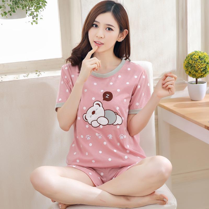 2 Teile/satz Cartoon Tier Frauen Nachtwäsche Kurzarm Top Shorts Pyjamas Set XXL von Joom DACH