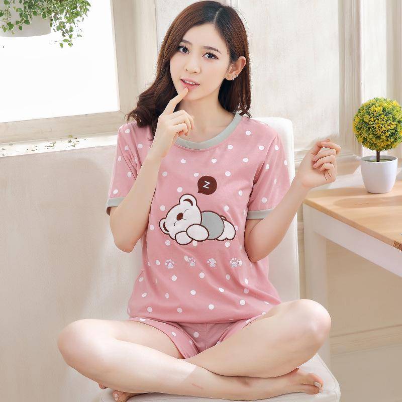 2 Teile/satz Cartoon Tier Frauen Nachtwäsche Kurzarm Top Shorts Pyjamas Set XXL von Joom DACH
