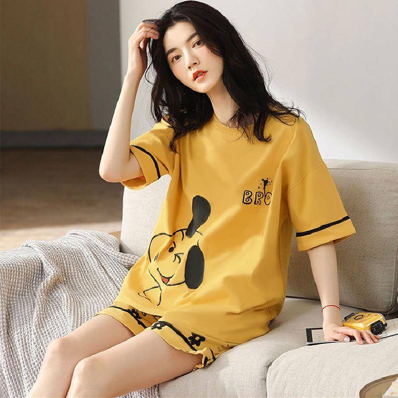 2 Teile/satz Cartoon Tier Frauen Nachtwäsche Kurzarm Top Shorts Pyjamas Set XXL von Joom DACH