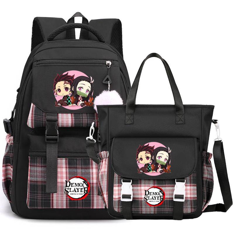 2 Teile/satz Dämon Slayer Rucksack Handtasche Umhängetasche für Teenager Junge Mädchen Zurück Zu Schule Tasche Frauen Männer Freizeit Reisetasche Rucksack Mochila von Joom DACH
