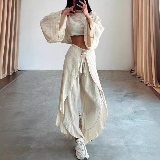 2 Teile/satz Frauen Crop Top Hosen Set Langarm Boot-ausschnitt Kurze Top Hohe Taille M braun 2 Teile/satz Frauen Crop Top Hosen Set Langarm Boot-ausschnitt Kurze Top Hohe Taille M braun von Joom DACH