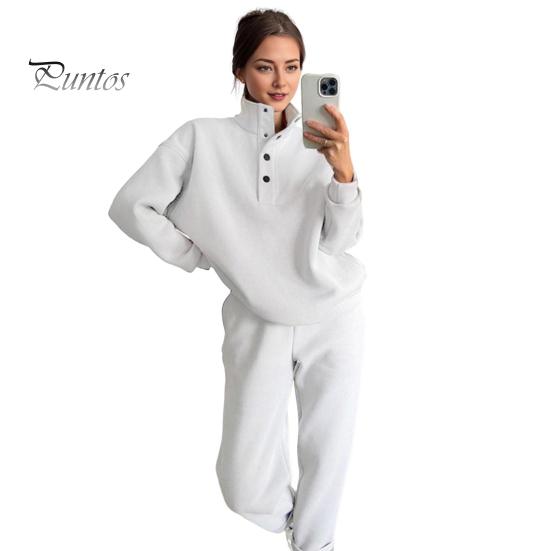 2 Teile/satz Frühling Herbst Frauen Top Hosen Set Stehkragen Langarm Sweatshirt Stretchy Hohe Taille Maximalen Komfort Hosen Sport Fitness Trainingsanzug M weiß von Joom DACH