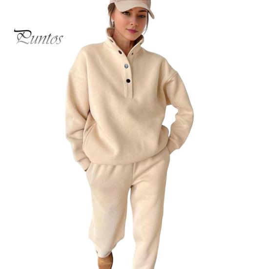 2 Teile/satz Frühling Herbst Frauen Top Hosen Set Stehkragen Langarm Sweatshirt Stretchy Hohe Taille Maximalen Komfort Hosen Sport Fitness Trainingsanzug XL apricot von Joom DACH