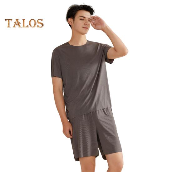 2 Teile/satz Männer Pyjamas Set O-Ausschnitt Kurzarm T-shirt Elastische Taille Shorts Set Einfarbig Hause Kleidung Anzug XL dunkelgraue von Joom DACH