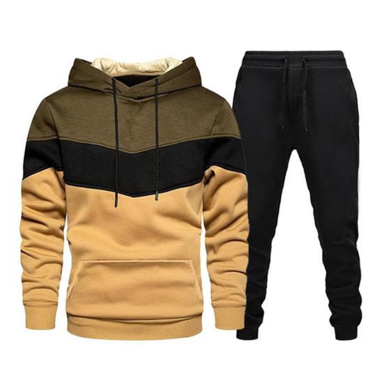2 Teile/satz Männer Sport Outfit Mit Kapuze Lange Ärmel Front Taschen Sweatshirt Elastische 3XL khaki von Joom DACH
