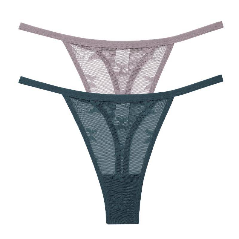 2 Teile/satz Mesh Transparent Tanga Frauen Höschen Unterwäsche Frauen Nahtlose G-String Weibliche Unterhose Dessous Dessous S-XL XL von Joom DACH