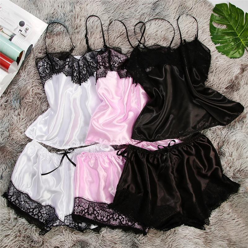 2 Teile/satz Mode Spitze Pyjama Sets Satin Dessous Frauen Top + Kurze Hosen Ärmellose Nachtwäsche Unterwäsche Rayon Sling Nachthemd Nachtwäsche L schwarz 2 Teile/satz Mode Spitze Pyjama Sets Satin Dessous Frauen Top + Kurze Hosen Ärmellose Nachtwäsche Unterwäsche Rayon Sling Nachthemd Nachtwäsche L schwarz von Joom DACH