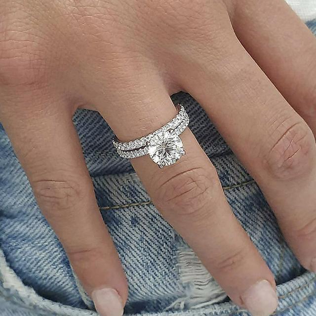 2 Teile/satz Schicke Eheringe für Frauen Zartes Design Verlobungsringe Sets Trendy Verlobungsaccessoires Schmuck Geschenk 10 von Joom DACH