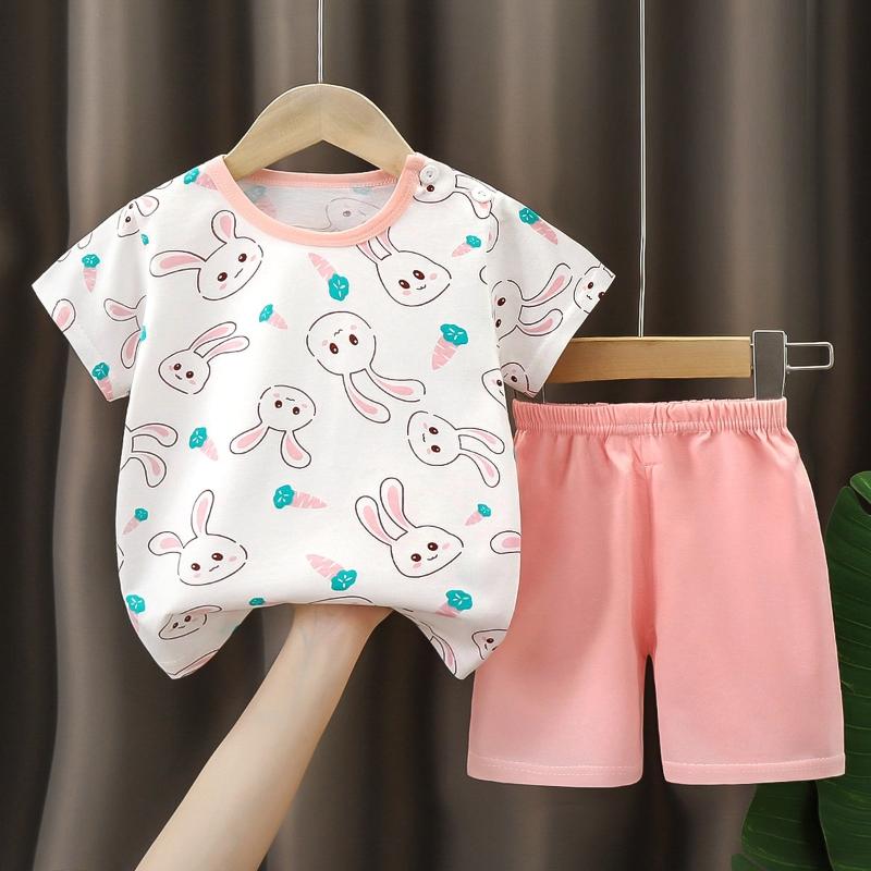 2 Teile/satz Sommer Cartoon Kurzen Ärmeln Tops Shorts Outfit Set Baumwolle Neugeborenen kinder Pyjamas Kleinkind Jungen Mädchen Baby Kinder Kleidung 110 weiß von Joom DACH