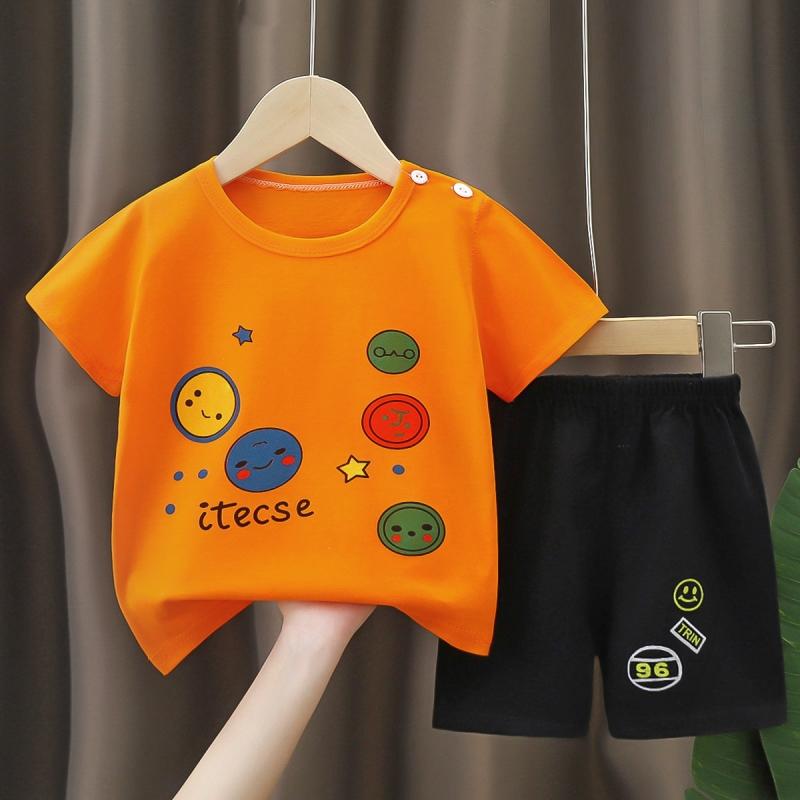2 Teile/satz Sommer Cartoon Kurzen Ärmeln Tops Shorts Outfit Set Baumwolle Neugeborenen kinder Pyjamas Kleinkind Jungen Mädchen Baby Kinder Kleidung 120 orange von Joom DACH
