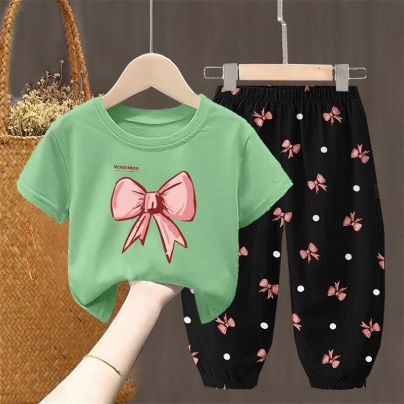 2 Teile/satz Sommer Sets Kinder Kleidung der Mädchen Kinder Kleinkind Kleidung Niedlich Mode T-shirt Top + Hosen Baby Mädchen Kleidung 110 grün von Joom DACH