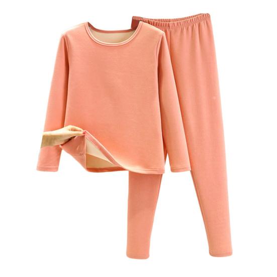 2 Teile/satz Winter Top Hosen Set Dicke Plüsch Rundhals Langarm Elastische Taille Warme Weiche Kältebeständig Homewear Pyjamas Set Thermo-unterwäsche Set 2XL rosa von Joom DACH