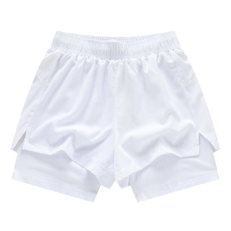 2 in 1 Herren-Laufshorts für draußen, schnelltrocknend, Fitnesstraining, doppellagige Jogginghose, neue Sporthose, Bodybuilding-Hose XL weiß von Joom DACH