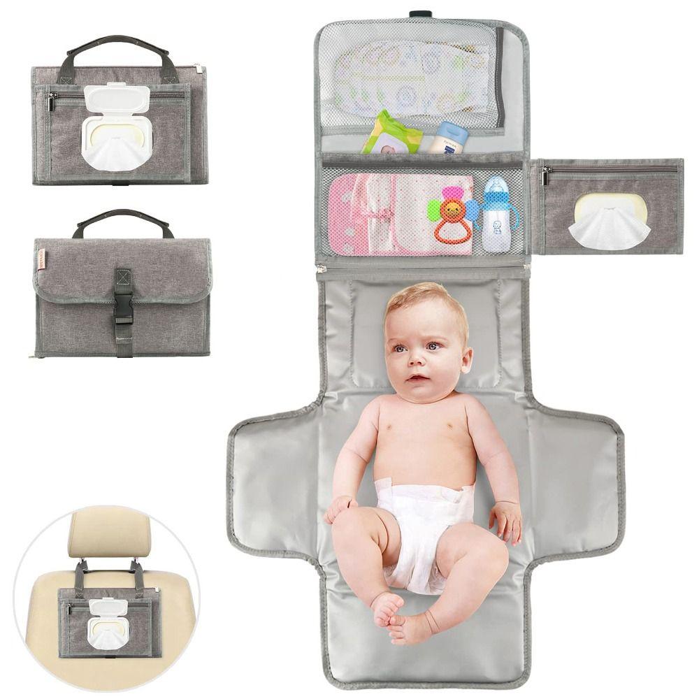 2 in 1 Neugeborenen Baby Essentials Wickeltasche Wickelunterlage Wickelmatte Tragbare Wickelunterlage grau von Joom DACH