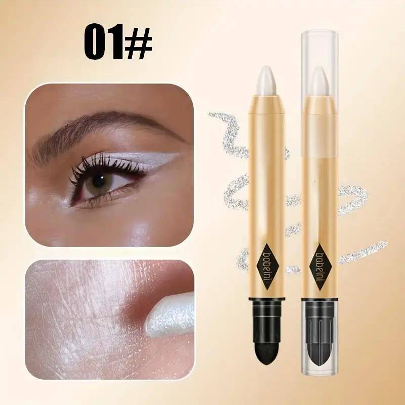 2 in 1 Perlglanz-Lidschattenstift, Lidschattenstift, wasserfest, glitzernd, matt, Lidschatten-Make-up, hochpigmentierter Lidschattenstift für unter der Lidfalte 01 von Joom DACH