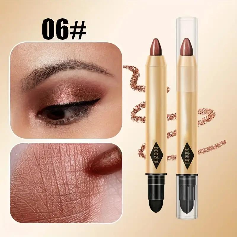 2 in 1 Perlglanz-Lidschattenstift, Lidschattenstift, wasserfest, glitzernd, matt, Lidschatten-Make-up, hochpigmentierter Lidschattenstift für unter der Lidfalte 06 von Joom DACH