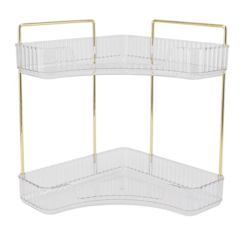 2-stöckiger Eck-Badezimmer-Arbeitsplatten-Organizer Platzsparend Einfache Montage Metall-Eck-Arbeitsplatte transparent von Joom DACH