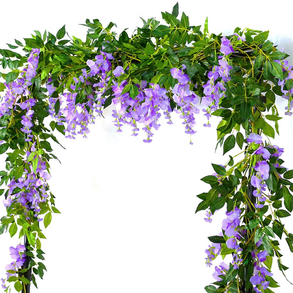 2 stücke 1,8 m Glyzinien Künstliche Blume Reben Ivy Leaf Garland Rattan String Blumen Gefälschte Pflanze Blatt Rattan Trailing Gefälschte Blume 2pcs von Joom DACH
