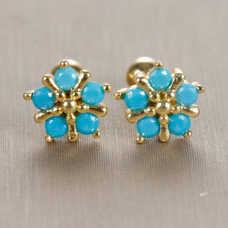 2 stücke Edelstahl Blütenblatt Türkis Stud Ohrringe für Frauen Gold Farbe Piercing Schraube Ohrring Mode Hochzeit Schmuck 2023 von Joom DACH