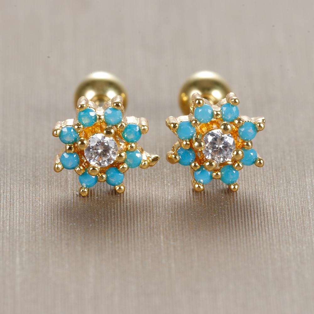 2 stücke Edelstahl Blütenblatt Türkis Stud Ohrringe für Frauen Gold Farbe Piercing Schraube Ohrring Mode Hochzeit Schmuck 2023 von Joom DACH