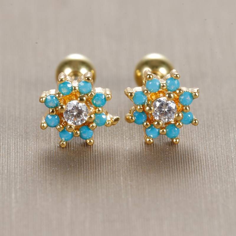 2 stücke Edelstahl Blütenblatt Türkis Stud Ohrringe für Frauen Gold Farbe Piercing Schraube Ohrring Mode Hochzeit Schmuck 2023 von Joom DACH