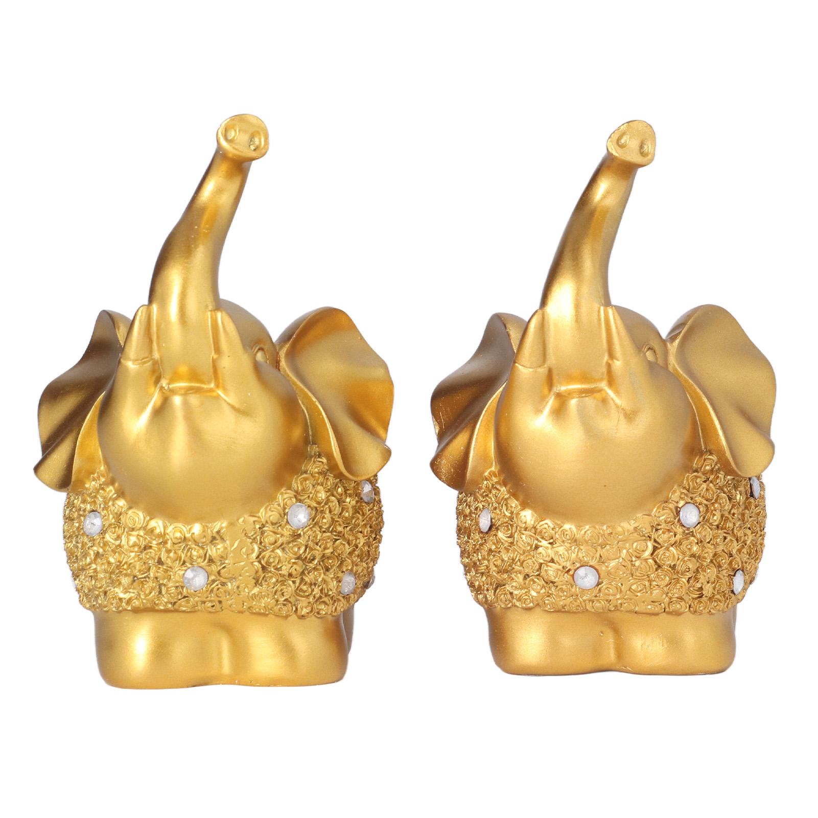 2 stücke Elefanten Statue Goldene Dekorative Praktische Harz Material Kleine Kompakte Elefanten Handwerk für von Joom DACH